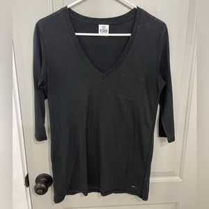 Victorias Secret pink size XS black 3/4 sleeve pocket shirt